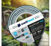 Cellfast Manguera de jardín MULTIFLEX PRO, Duradera, 6 Capas Trenzada ATS2, Resistente a los rayos UV y a las algas, sin metales pesados, Tecnología de terciopelo, 35 bar, -20/65° C a 1/2 ", 30 m