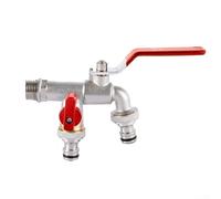 Manguera de jardín de latón de 1 entrada y 2 salidas con rosca Bsp, accesorio de riego de doble pezón para riego al aire libre y para uso en patio (D)