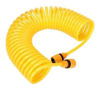 Manguera de jardín de retroceso de 25 m, manguera de agua ligera en espiral de EVA con conectores de latón para limpieza al aire libre y jardinería, color amarillo (15 metros)