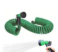 Manguera de jardín en espiral, Manguera de jardín de retroceso,Manguera de jardín enrollable con boquilla rociadora - Manguera de agua rizada con conectores, bobina de manguera de jardín, incluye pulv