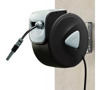 Manguera de Jardín Enrollable 15 m - Carrete Automático con Sistema Extensible y Bloqueo de Longitud - Diseño Retráctil Compacto, Antinudos y Resistente para Terraza, Patio y Exteriores