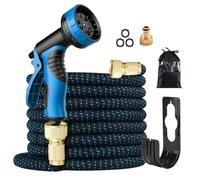 Manguera de jardín expandible de 100 pies, boquilla de 10 patrones, flexible, accesorios de 3/4 pulgadas, fácil almacenamiento para riego al aire libre y jardín