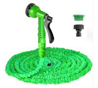 Manguera de jardín expandible de 15 m/50 pies, manguera flexible de 50 pies con boquilla de pulverización de 8 patrones, manguera de agua retráctil resistente a fugas con accesorios de (15 m, verde)