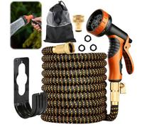 Manguera de jardín expandible de 50 pies, pistola de pulverización de 10 funciones, manguera mágica expandible flexible, manguera de agua flexible sin torceduras con látex de 3 capas y conector de