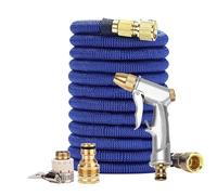 Manguera de jardín expandible ligera y flexible con accesorios de latón duraderos para riego y lavado sin esfuerzo, diseño sin torceduras, longitud de 100 pies, perfecta para jardín y uso al aire