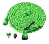 Manguera de jardín extensible, manguera de agua de jardín con pulverizador de 7 modos, tubo flexible para limpieza al aire libre, compatible con conectores estándar (75 pies, 22.5 pulgadas, verde)