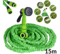 Manguera de jardín flexible, 15m, 7 funciones