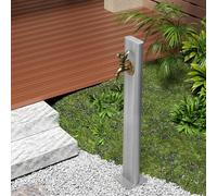 Manguera de jardín independiente vintage con grifo, columna de agua blanca y negra para riego de patio, lavado de granja y pasto, sistema de riego vertical de invierno (bronce/plata)