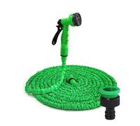 Manguera de jardín, manguera de jardín expandible, manguera de agua, artefacto de riego, manguera mágica, suministros de riego de jardín, juego de pistola de agua (verde, 50 pies)