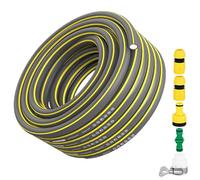 Manguera de jardín, tubo de agua de alta presión de plástico PVC de 1,27 cm, antitorceduras, resistente con conector rápido de extremo de manguera (25 m)