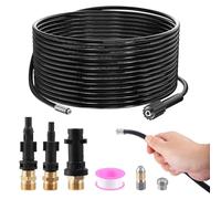 Manguera de limpieza de alta presión de 15 m para Kärcher K2-K7, Lavor, Bosch y Parkside, incluye 3 adaptadores y 2 boquillas, extremadamente fuerte y versátil