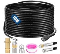 Manguera de limpieza de tuberías 10 m, compatible con juego de limpieza de tuberías Kärhcer, manguera de alta presión, 180 bar, 60 °C, con adaptador y boquillas rígidas, para Kärcher K2, K3, K4, K5