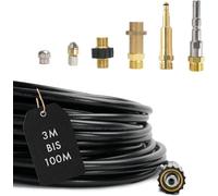 Manguera de limpieza de tuberías (7 piezas) para Kärcher Kränzle NILFISK ALTO WAP HD HDS conexión 1/8" AG : M22 x 1,5 IG & adaptador de bayoneta & adaptador KEW & 2x toberas & Quick Connect