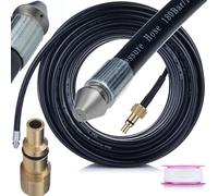 Manguera de limpieza de tuberías de 15 m compatible con Lavor/Parkside - Manguera de limpieza de alcantarillado para hidrolimpiadora | 160 bar | Quick Connect | Refuerzo de nailon | 1+3 boquillas