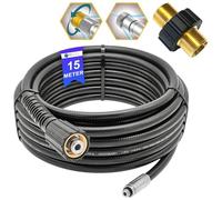 Manguera de limpieza de tuberías de 30 m para Kärcher HD HDS y Kränzle - 4 piezas profesional con boquilla rígida y giratoria - Conector M22 x 1,5 - Kit de limpieza de tuberías de alta presión para