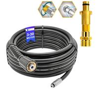 Manguera de limpieza de tuberías de 5 metros, rata de alcantarillado para limpiador de alta presión M22 x 1,5, manguera desatascadora compatible con Kärcher Kränzle Nilfisk, etc. (boquilla giratoria y