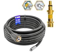 Manguera de limpieza de tuberías de 5 metros, rata de alcantarillado para limpiador de alta presión M22 x 1,5, manguera desatascadora compatible con Kärcher Kränzle Nilfisk, etc. (boquilla giratoria y