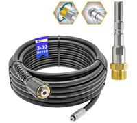 Manguera de limpieza de tuberías de 5 metros, rata de alcantarillado para limpiador de alta presión M22 x 1,5, manguera desatascadora compatible con Kärcher Kränzle Nilfisk, etc. (boquilla giratoria y