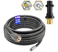 Manguera de limpieza de tuberías de 5 metros, rata de alcantarillado para limpiador de alta presión M22 x 1,5, manguera desatascadora compatible con Kärcher Kränzle Nilfisk, etc (boquilla giratoria y