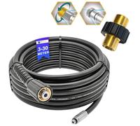 Manguera de limpieza de tuberías de 5 metros, rata de canal, para lavadora a alta presión, M22 x 1,5, desatascador de desagüe, compatible con Kärcher Kränzle Nilfisk, etc (boquilla giratoria y rígida