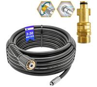 Manguera de limpieza de tuberías de 5 metros, rata de canal, para lavadora a alta presión, M22 x 1,5, desatascador de desagüe, compatible con Kärcher Kränzle Nilfisk, etc. (boquilla giratoria y rígida
