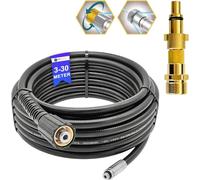 Manguera de limpieza de tuberías de 5 metros, rata de canal, para lavadora a alta presión, M22 x 1,5, desatascador de desagüe, compatible con Kärcher Kränzle Nilfisk, etc. (boquilla giratoria y rígida