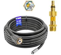 Manguera de limpieza de tuberías de 5 metros, rata de canal, para limpiador de alta presión M22 x 1,5 IG, manguera de desatascador compatible con Kärcher, Kränzle, Bosch, Nilfisk (boquilla giratoria