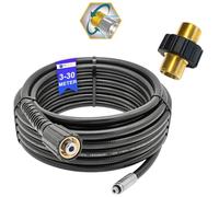 Manguera de limpieza de tuberías de 5 metros, rata de canal, para limpiador de alta presión M22 x 1,5 IG, manguera de desatascador compatible con Kärcher, Kränzle, Bosch, Nilfisk (boquilla giratoria