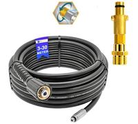 Manguera de limpieza de tuberías de 5 metros, rata de canal, para limpiador de alta presión M22 x 1,5 IG, manguera de desatascador compatible con Kärcher, Kränzle, Bosch, Nilfisk (boquilla giratoria