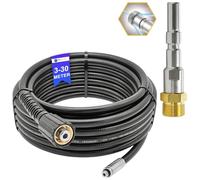 Manguera de limpieza de tuberías de 5 metros, rata de canal, para limpiador de alta presión M22 x 1,5 IG, manguera de desatascador compatible con Kärcher, Kränzle, Bosch, Nilfisk (boquilla rígida