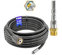 Manguera de limpieza de tuberías de 5 metros, rata de canal, para limpiador de alta presión M22 x 1,5 IG, manguera de desatascador compatible con Kärcher, Kränzle, Bosch, Nilfisk (boquilla giratoria