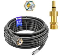 Manguera de limpieza de tuberías de 5 metros, rata de canal, para limpiador de alta presión M22 x 1,5 IG, manguera de desatascador compatible con Kärcher, Kränzle, Bosch, Nilfisk (boquilla giratoria