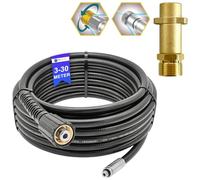 Manguera de limpieza de tuberías de 5 metros, rata de canal, para limpiador de alta presión, M22 x 1,5, manguera de desatascador compatible con Kärcher Kränzle Nilfisk, etc. (boquilla giratoria y