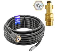 Manguera de limpieza de tuberías de 5 metros, rata de canal, para limpiador de alta presión M22 x 1,5 IG, compatible con Kärcher, Kränzle, Bosch, Nilfisk (boquilla rígida, para Bosch tipo antiguo)