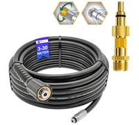 Manguera de limpieza de tuberías de 5 metros, rata de canal, para limpiador de alta presión, M22 x 1,5, manguera de desatascador compatible con Kärcher Kränzle Nilfisk, etc. (boquilla giratoria y