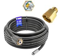 Manguera de limpieza de tuberías de 5 metros, rata de canal, para limpiador de alta presión M22 x 1,5 IG, manguera de desatascador compatible con Kärcher, Kränzle, Bosch, Nilfisk (boquilla giratoria