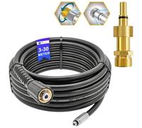 Manguera de limpieza de tuberías de 5 metros, rata de canal, para limpiador de alta presión, M22 x 1,5, manguera de desatascador compatible con Kärcher Kränzle Nilfisk, etc. (boquilla giratoria y