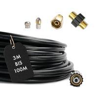 Manguera de limpieza de tuberías de 5 piezas compatible/para Kärcher Kränzle incl. EASY!LOCK desde el año de construcción Q4 2017 + acoplamiento, boquilla giratoria y normal