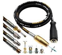 Manguera de limpieza de tuberías para Kärcher Kränzle HD HDS | Conector M22 x 1,5 IG + juego de 5 boquillas | 220 bar 150 °C | DN6 manguera de alta presión DURAJET para inodoro sifón desagüe línea de