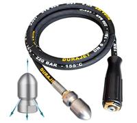 Manguera de limpieza de tuberías para Kärcher Kränzle M22 IG + boquilla de 4 orificios 1/2" (220 bar, 155 °C) - Limpieza de tuberías de alta presión con boquilla de chorro de acero inoxidable DURAJET