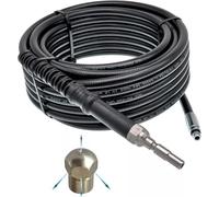 Manguera de limpieza de tuberías para Kränzle DN10 K1050 serie X, boquilla de desagüe, rata de alcantarillado, juego de limpieza flexible (rígido, 3 piezas traseras, 1 delante, 25 metros)