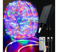 Manguera de luz solar exterior, 20 m, 200 LED, resistente a la intemperie, 8 modos de iluminación, RGB cadena de luces para exteriores con mando a distancia, piscina, cama elástica (multicolor)