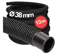 Kalitec Manguera para piscina de 12 m, estable, 38 mm, color negro, flexible, resistente a los rayos UV, de alta calidad, resistente al cloro