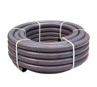 Manguera de PVC de 50 mm de diámetro exterior, flexible, manguera de presión de 25 metros, tubo de presión en gris, manguera adhesiva robusta para piscina, estanque y piscina de hasta 6 bar