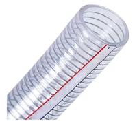 Manguera de PVC de alambre de acero transparente, manguera de 1 m para transferencia de bomba de riego de jardín, tubo de plástico flexible (50 mm x 5 mm)