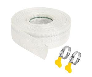 Manguera de tejido, 20 m x 32 mm, manguera plana, manguera de drenaje, manguera industrial de riego, manguera de bomba con 2 clips para inmersión, estanques de desagüe, piscinas, riego de jardín