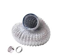 Manguera de tubo de papel de aluminio Flex Air Canal de papel de aluminio Ø 80/100/110/120/150/160/170/180/200 mm con 2 abrazaderas de acero inoxidable para secadora, tubo de escape de aire