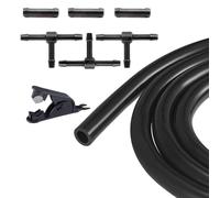 Manguera de vacío de silicona 2 m, 1 pieza Conectores de nylon 6 piezas 2 tamaños Diámetro interior 3 mm Alto rendimiento 130 PSI aire/agua Negro