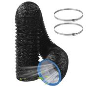 Manguera de Ventilación Ø150mm x 3m, Tubo Flexible de Salida de Aire en Aluminio PVC con 2 Abrazaderas, para Aire Acondicionado Portátil, Secadora y Campana Extractora
