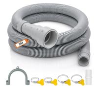 Manguera Desagüe Lavadora, 1/1.5/2/3m Tubo Desague Lavadora Universal con Abrazaderas y soporte en U, Tubo Desagüe Lavavajillas para Lavavajillas y Secadora (3 m / 6 accesorios)